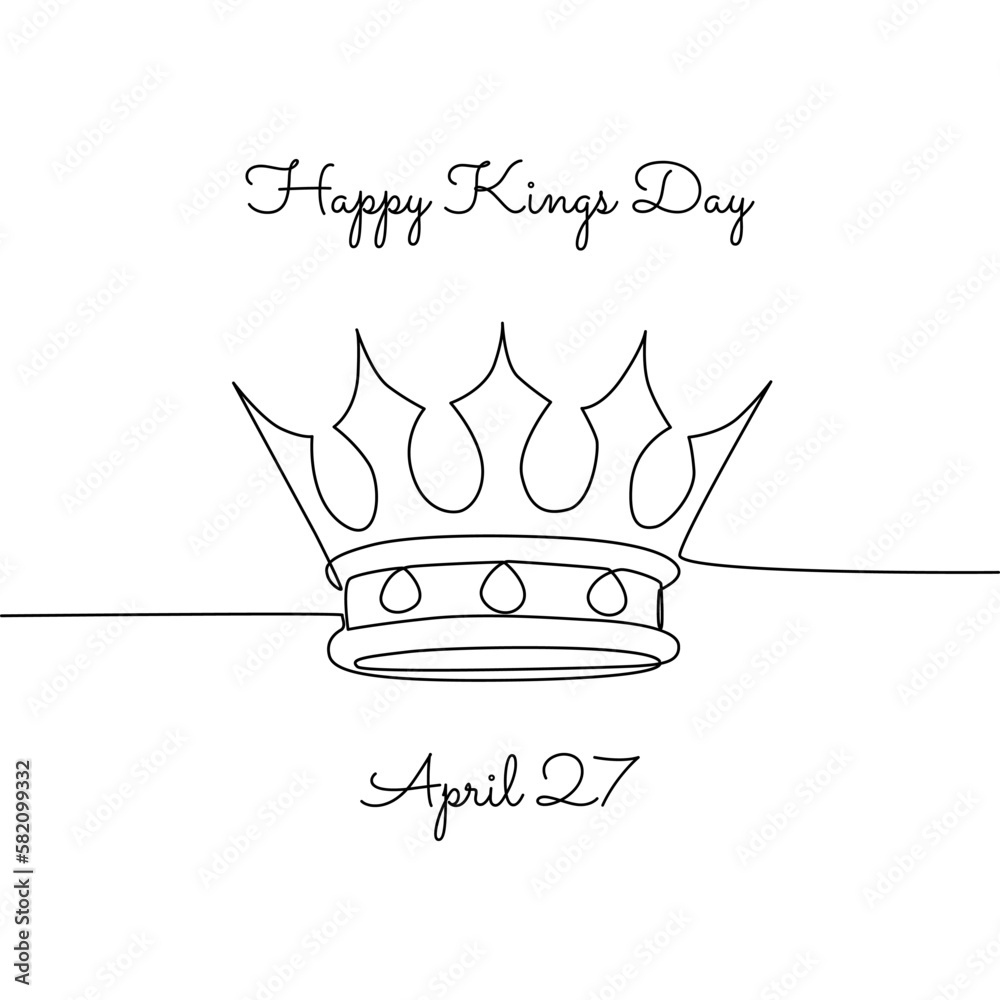 single line art of happy kings day good for kings day celebrate. line art. illustration. single line art of happy kings day good for kings day celebrate. line art. illustration.