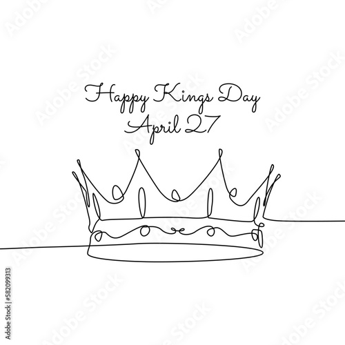 single line art of happy kings day good for kings day celebrate. line art. illustration.