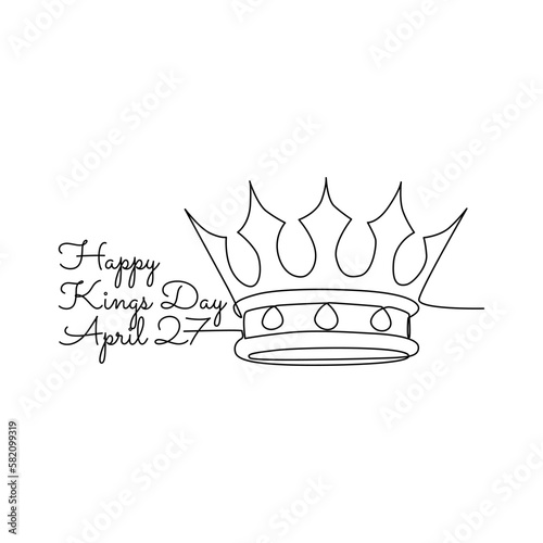 single line art of happy kings day good for kings day celebrate. line art. illustration.