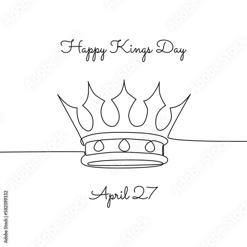 single line art of happy kings day good for kings day celebrate. line art. illustration.