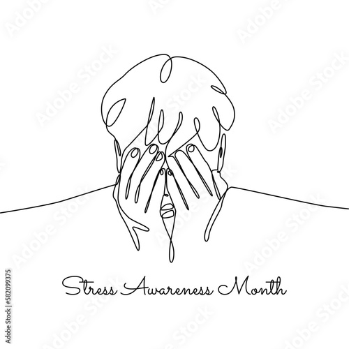 single line art of stress awareness month good for stress awareness month celebrate. line art. illustration.