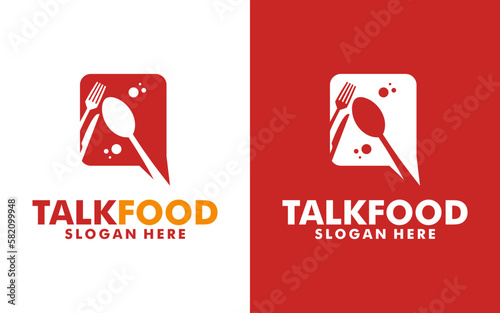 food logo, food talk or online food logo design template vector