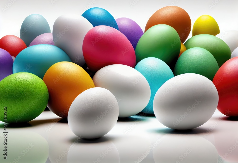 A lot of colorful eggs isolated on the white background. Easter concept. Generated Ai A lot of colorful eggs isolated on the white background. Easter concept. Generated Ai