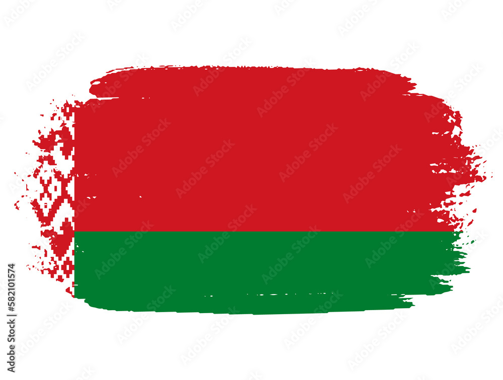 Artistic grunge brush flag of Belarus isolated on white background. Elegant texture of national country flag Artistic grunge brush flag of Belarus isolated on white background. Elegant texture of national country flag