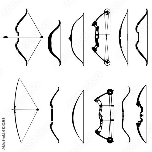 Bow icon vector set. archer illustration sign collection. archery symbol. bowman logo.