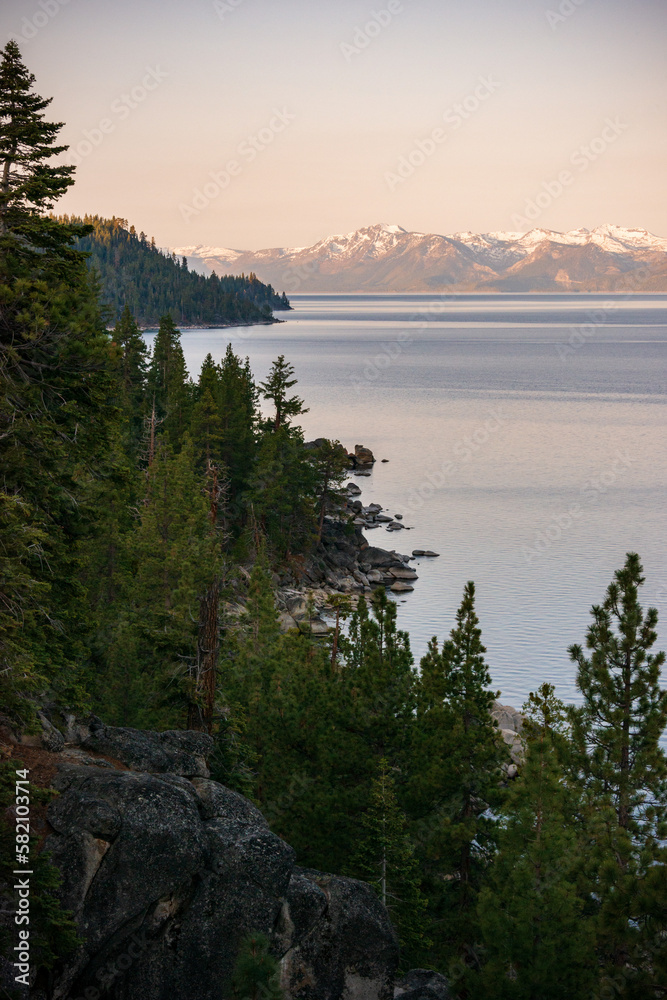Morning View of the Sierra Nevada Mountains and Lake Tahoe