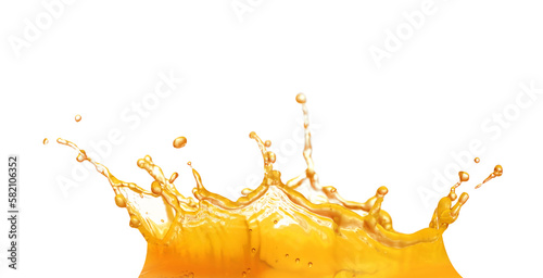 Splashing tasty fresh juice on white background