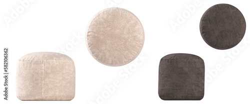 soft pouf isolate on a transparent background, interior furniture, 3D illustration, cg render

