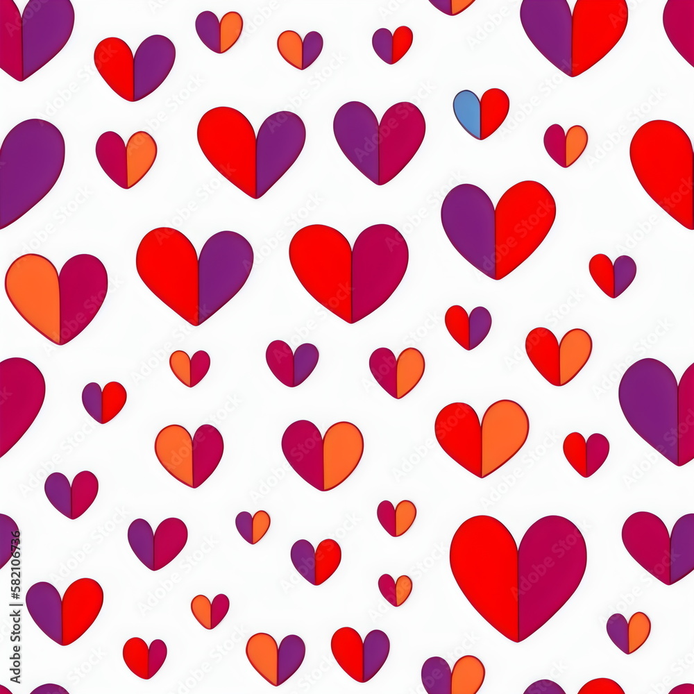 Happy and cheerful, seamless hearts pattern, tileable Valentine texture background, search for Hearts_Textures to see all, Generative AI