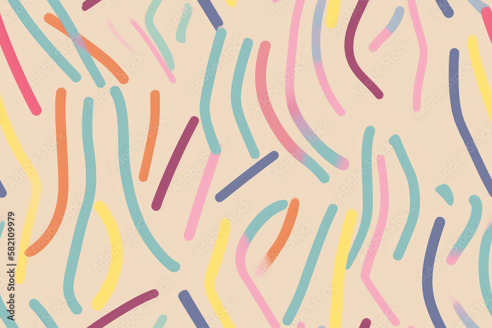Fun colorful lines abstract doodle seamless pattern. Generative ai Fun colorful lines abstract doodle seamless pattern. Generative ai