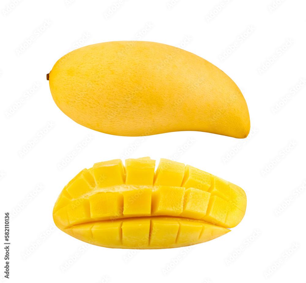 Mango slice cut to cubes isolated on transparent png Mango slice cut to cubes isolated on transparent png