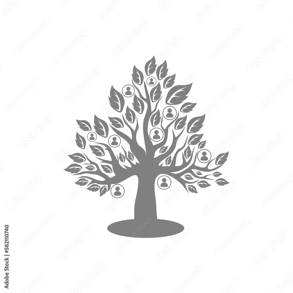 Family tree logo template isolated on transparent background