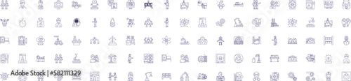 Engineering workflow line icons signs set. Design collection of Engineering, workflow, design, process, optimisation, automation, planning, development outline concept vector illustrations