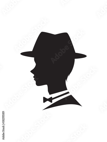 帽子を被った男性の横顔シルエット