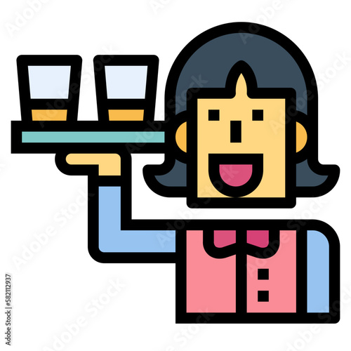 waitress filled outline icon style