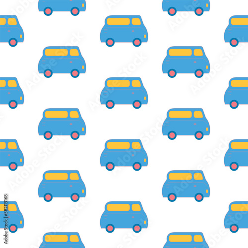 Funny children's seamless pattern with bulky colorful cars