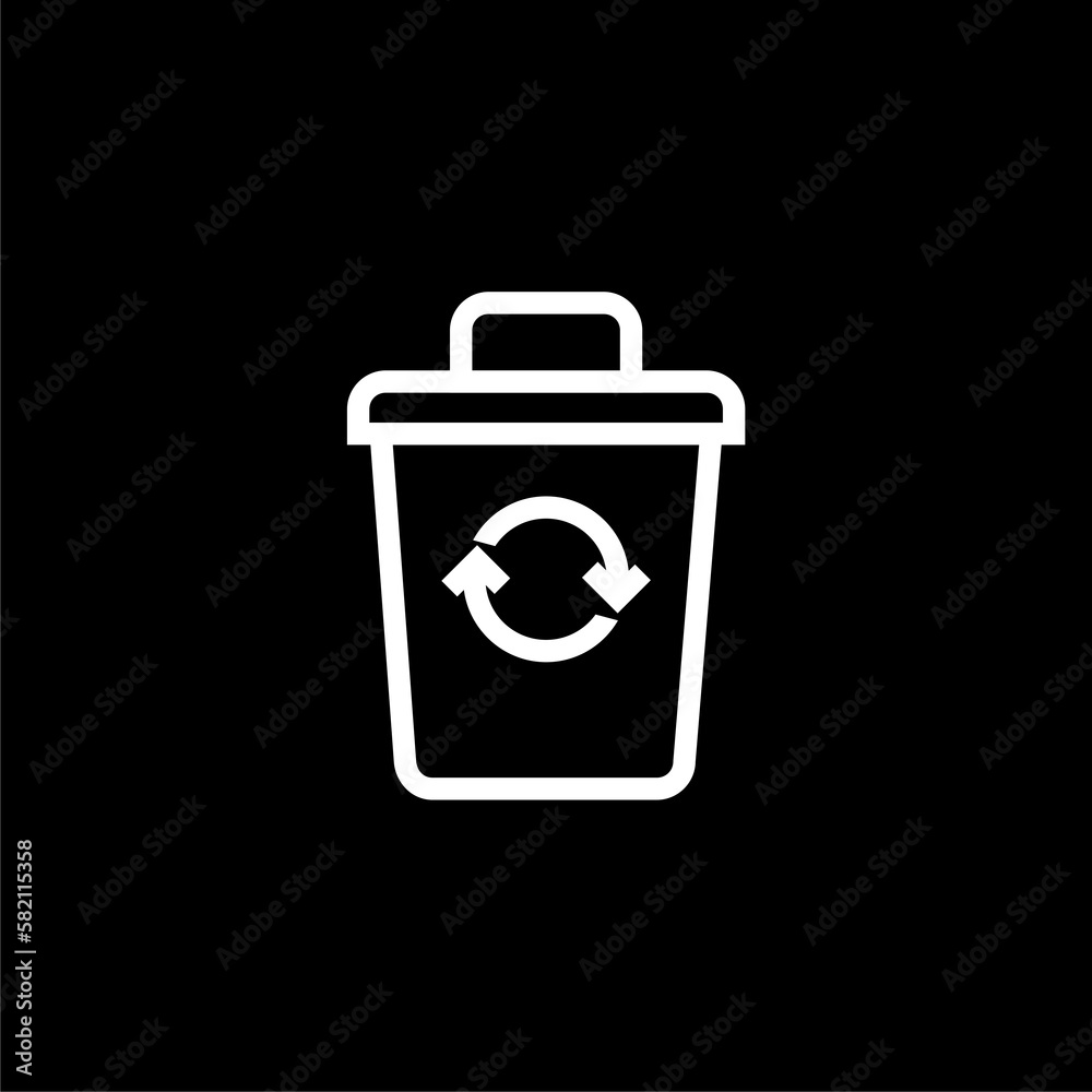 Black line Recycle bin with recycle symbol icon isolated on black Black line Recycle bin with recycle symbol icon isolated on black