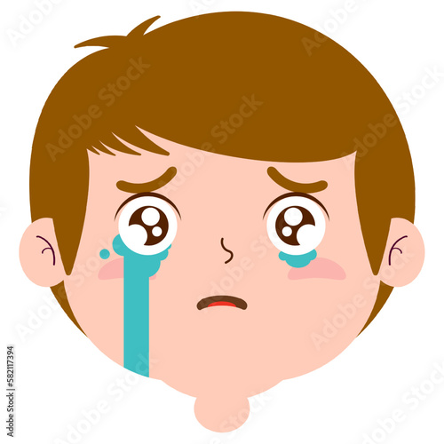 boy crying and scared face cartoon cute
