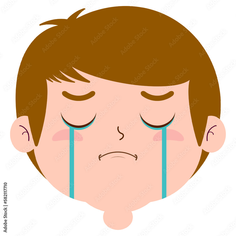 boy crying and scared face cartoon cute