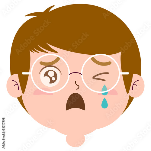 boy crying and scared face cartoon cute