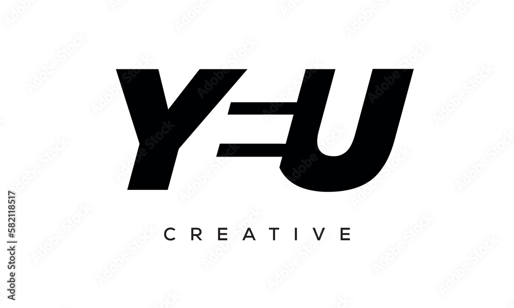 YEU letters negative space logo design. creative typography monogram vector YEU letters negative space logo design. creative typography monogram vector