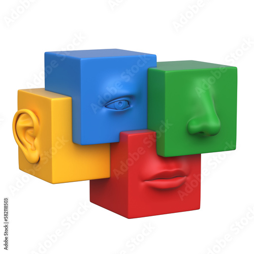 Abstract human face 3d illustration