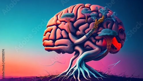 human brain model as tree photo