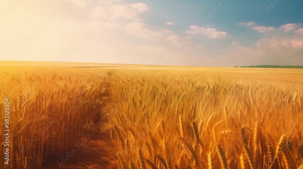Obraz premium Golden wheat field on sunny day