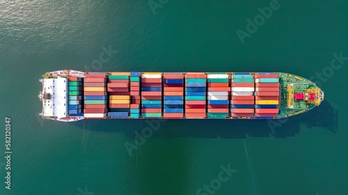 Aerial view from drone Container ship or cargo ship