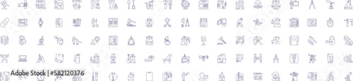 Materials line icons signs set. Design collection of Materials, Fabric, Leather, Felt, Plastic, Paper, Metal, Clay outline concept vector illustrations