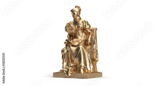 3d render statue gold isolated woman seat