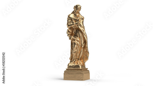 3d render bust gold isolated Golden figurine embodies male grace