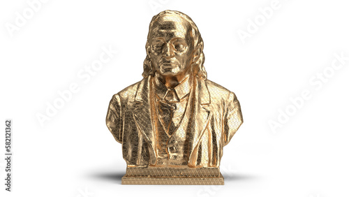 3d render bust gold isolated Emotionally charged golden sculpture