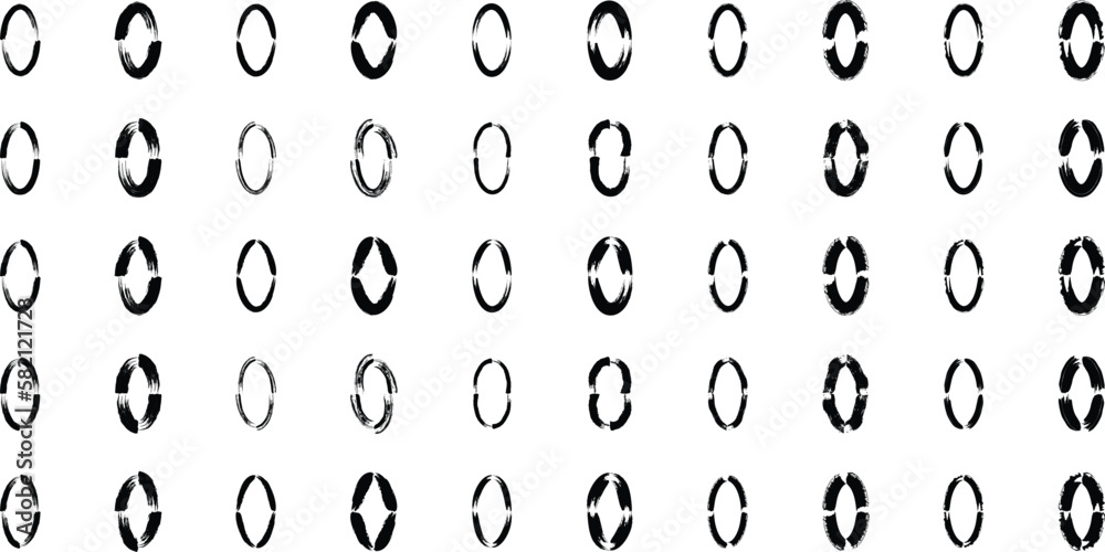 Grunge Oval Circle black abstract shape 50 Set Grunge Oval Circle black abstract shape 50 Set