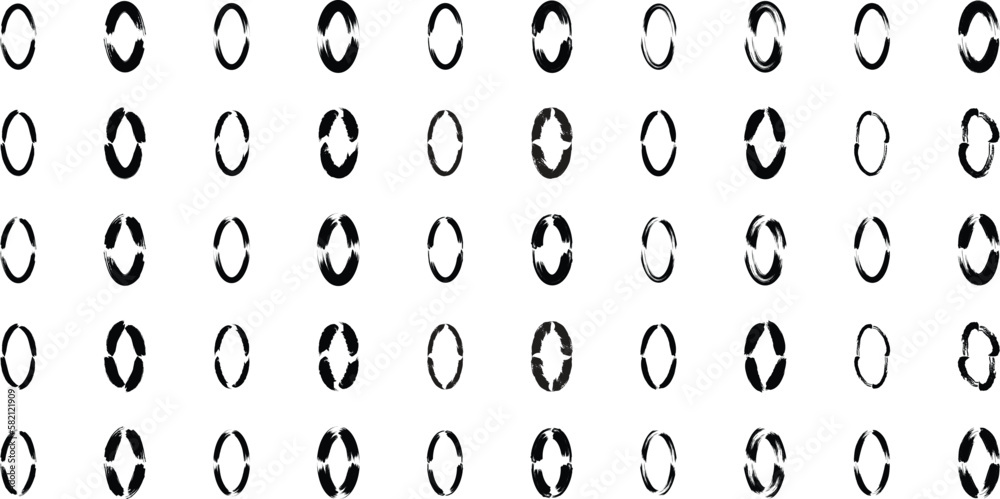 Grunge Oval Circle black abstract shape 50 Set Grunge Oval Circle black abstract shape 50 Set