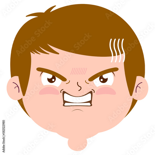 boy angry face cartoon cute