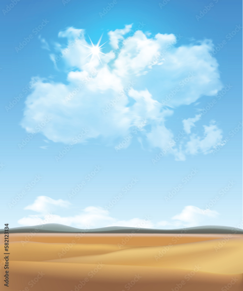 Landscape. Large cloud over hilly fields. Highly realistic illustration. Landscape. Large cloud over hilly fields. Highly realistic illustration.