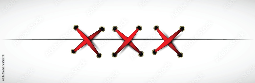 Lacing a red ribbon on a white background. Realistic illustration. Lacing a red ribbon on a white background. Realistic illustration.
