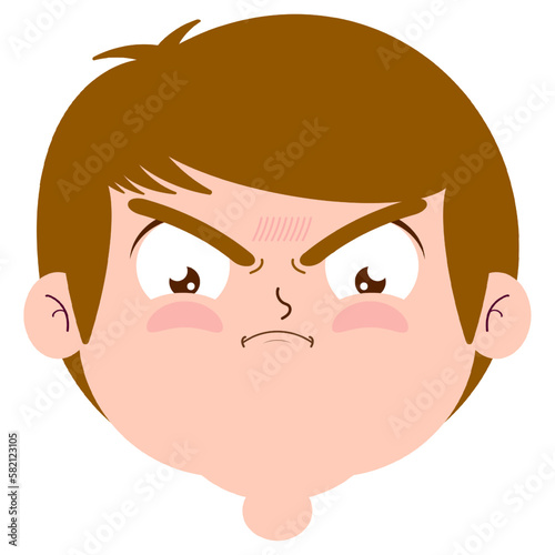 boy angry face cartoon cute