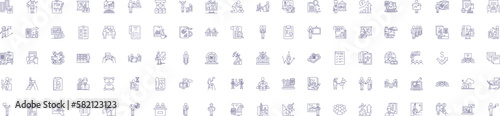 Planning staff line icons signs set. Design collection of Staffing, Planning, Organization, Scheduling, Assignment, Human, Resources, Team outline concept vector illustrations