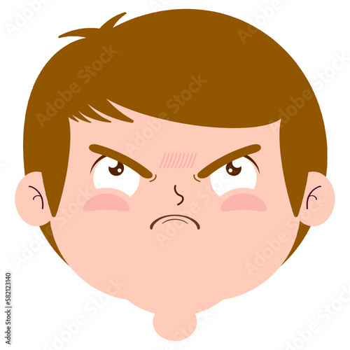 boy angry face cartoon cute