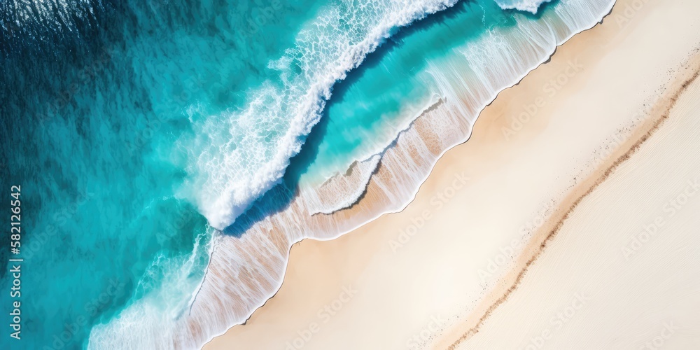 Beautiful waves and beach, made with generative ai