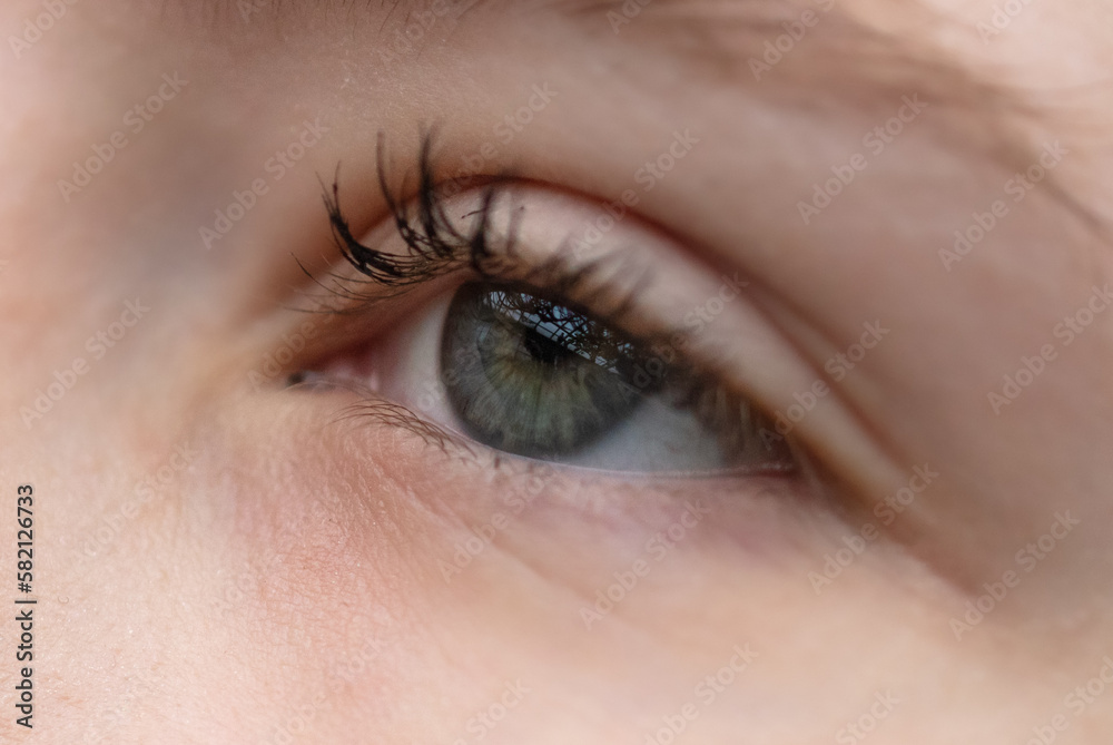 Fototapeta premium Girl's open eye. macro photo