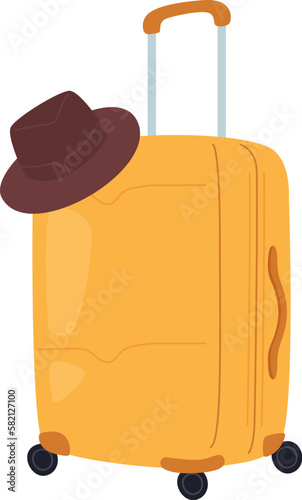 Rolling travel suitcase with hat