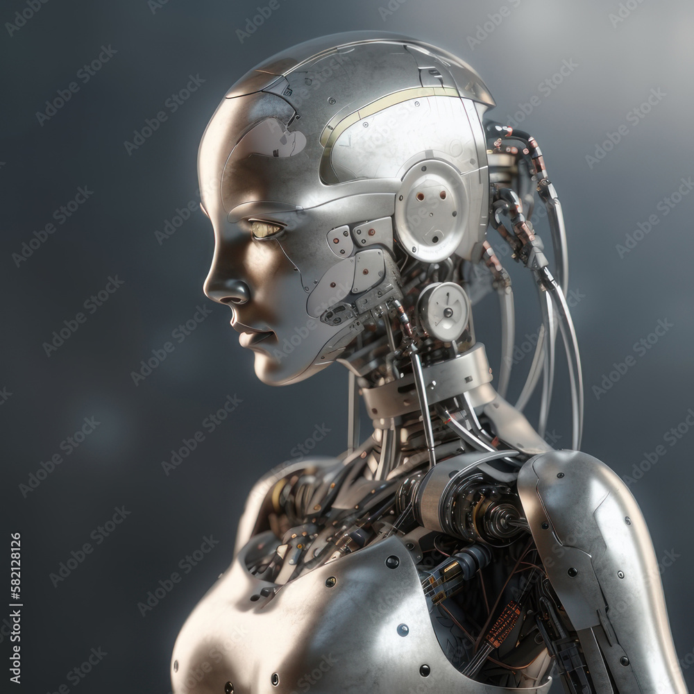 Robot woman. AI generative. Robot woman. AI generative.