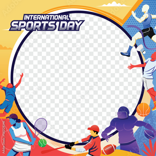 Sports Illustration Vector. Sports Day Banner Background Vector