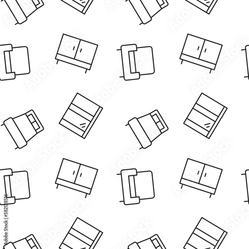 Vector repeating seamless pattern of chair, closet, window for wallpapers, wrappers, postcards, backgrounds