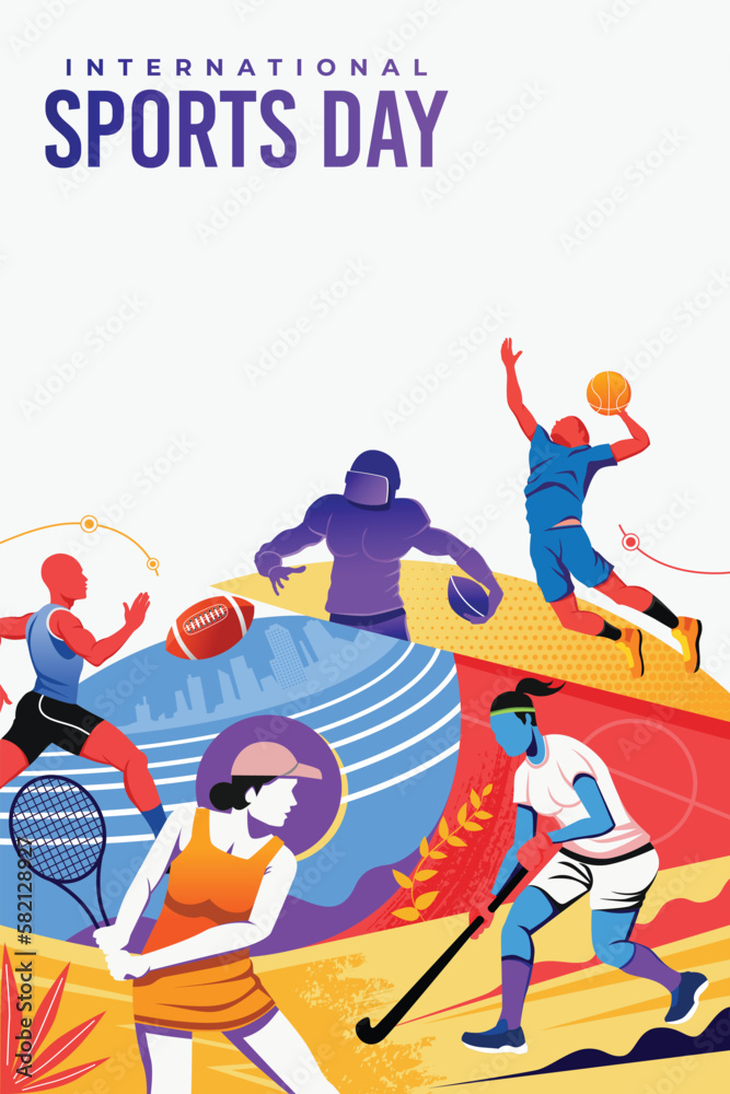 Sports Illustration Vector. Sports Day Banner Background Vector Stock