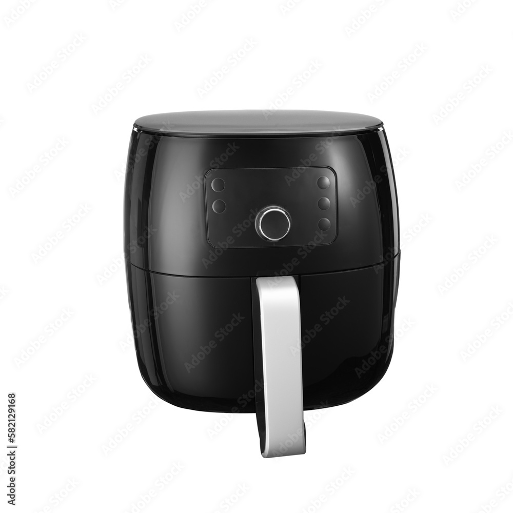 Black oil-free air fryer isolated on white background
Black oil-free air fryer isolated on white background