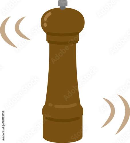 Illustration of grinding pepper with a pepper mill